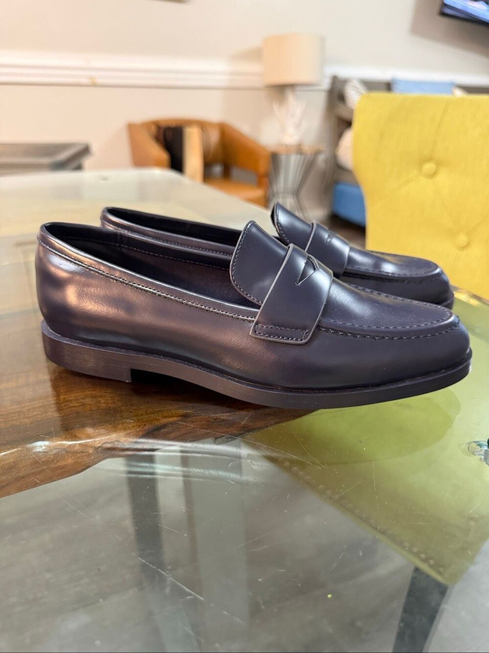 Aldo Navy Faux Leather Penny Loafers sz  6 NWOT